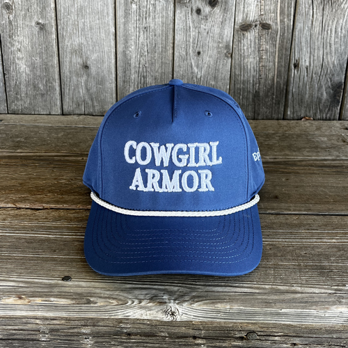 Cowgirl Armor Fashion Ribbon Ball Cap - Navy Blue/White