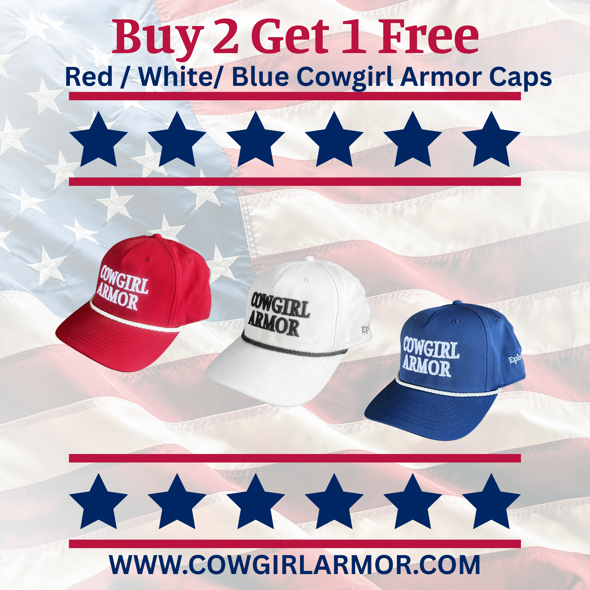 Red, White & Blue ; 4th of July Cap Bundle