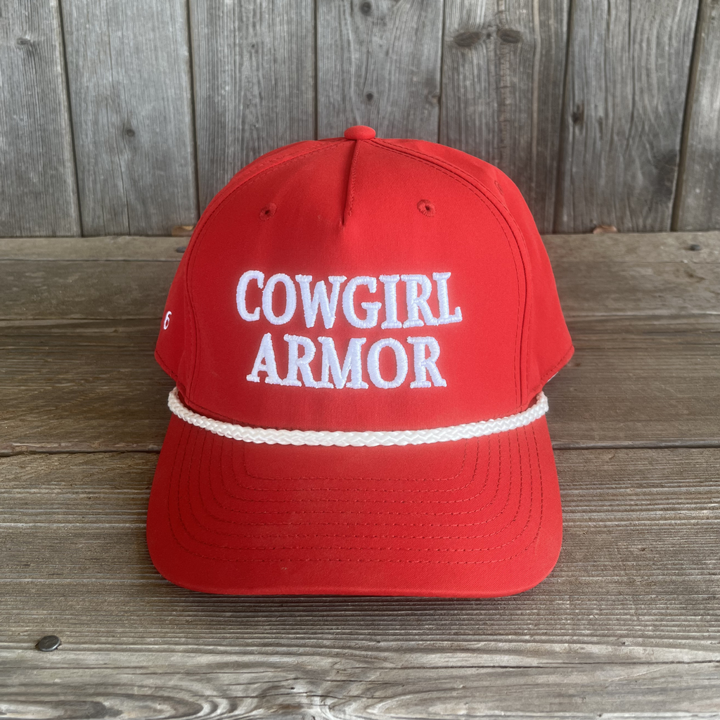 Cowgirl Armor Fashion Ribbon Ball Cap - Red/White