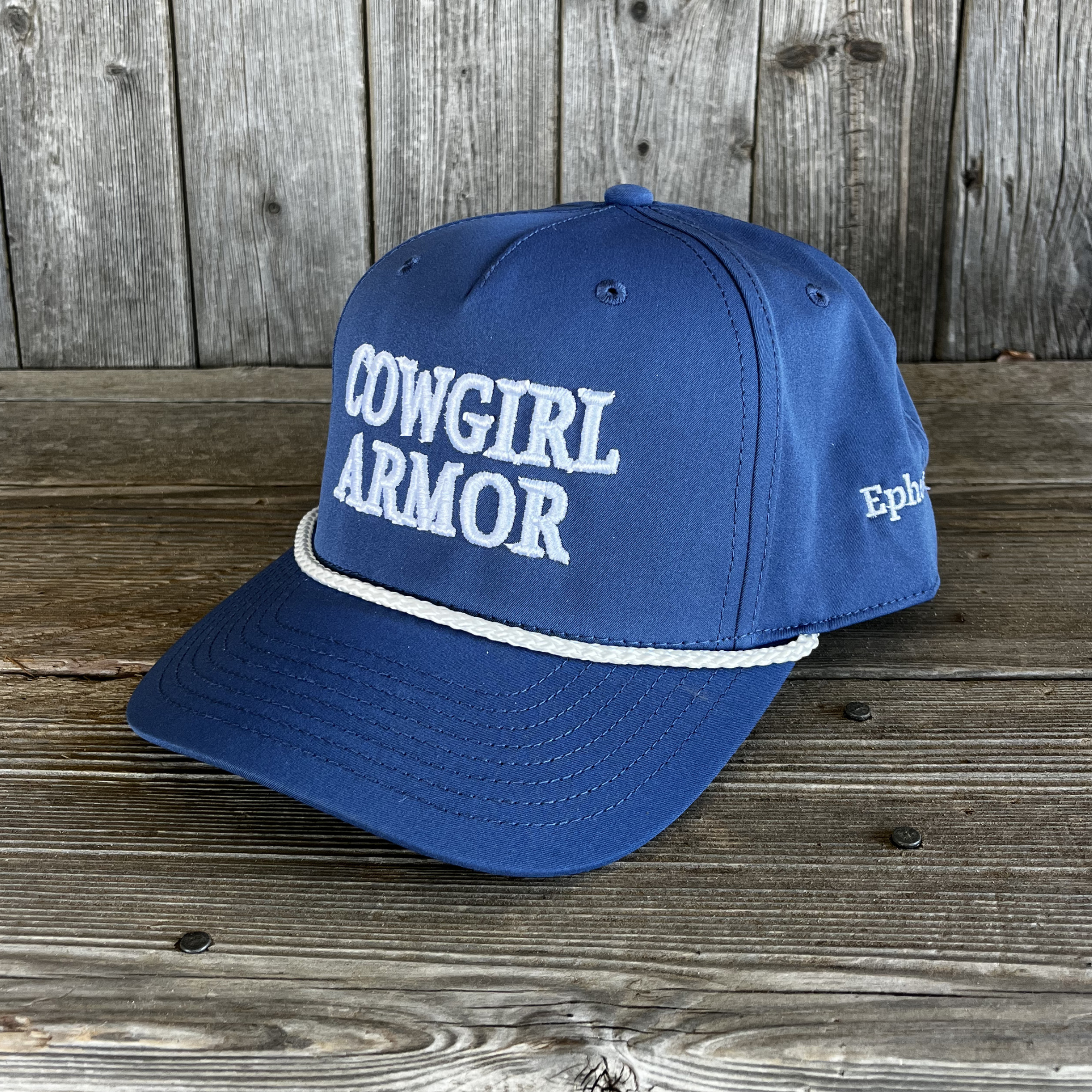 Cowgirl Armor Fashion Ribbon Ball Cap - Navy Blue/White