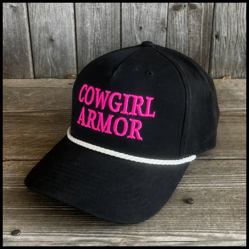 Cowgirl Armor Fashion Ribbon Ball Cap - Black/White/HotPink