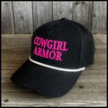 Cowgirl Armor Fashion Ribbon Ball Cap - Black/White/HotPink