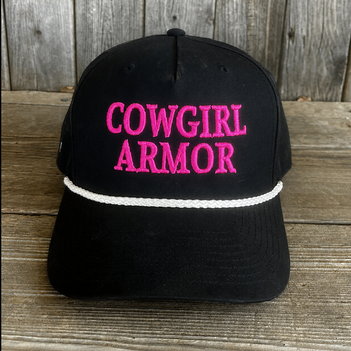 Cowgirl Armor Fashion Ribbon Ball Cap - Black/White/HotPink